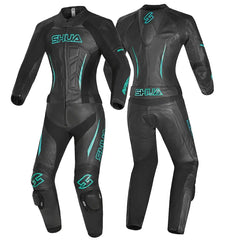 Shua Infinity Tuta Moto donna 2 pezzi Nero/terquise 