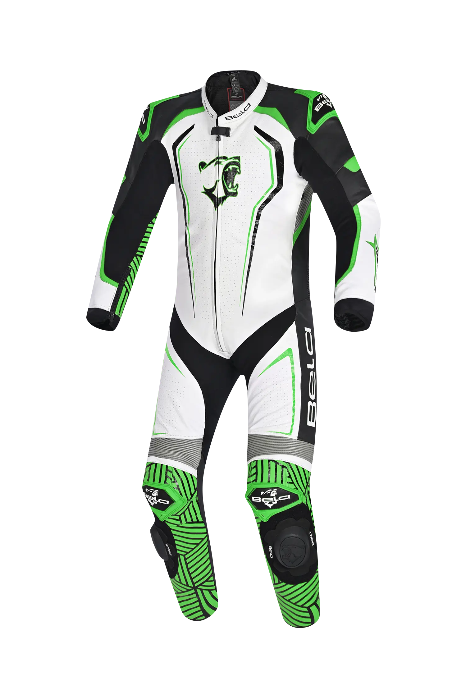 BELA NorthStar 1PC tute da corsa moto bianco Nero Verde 