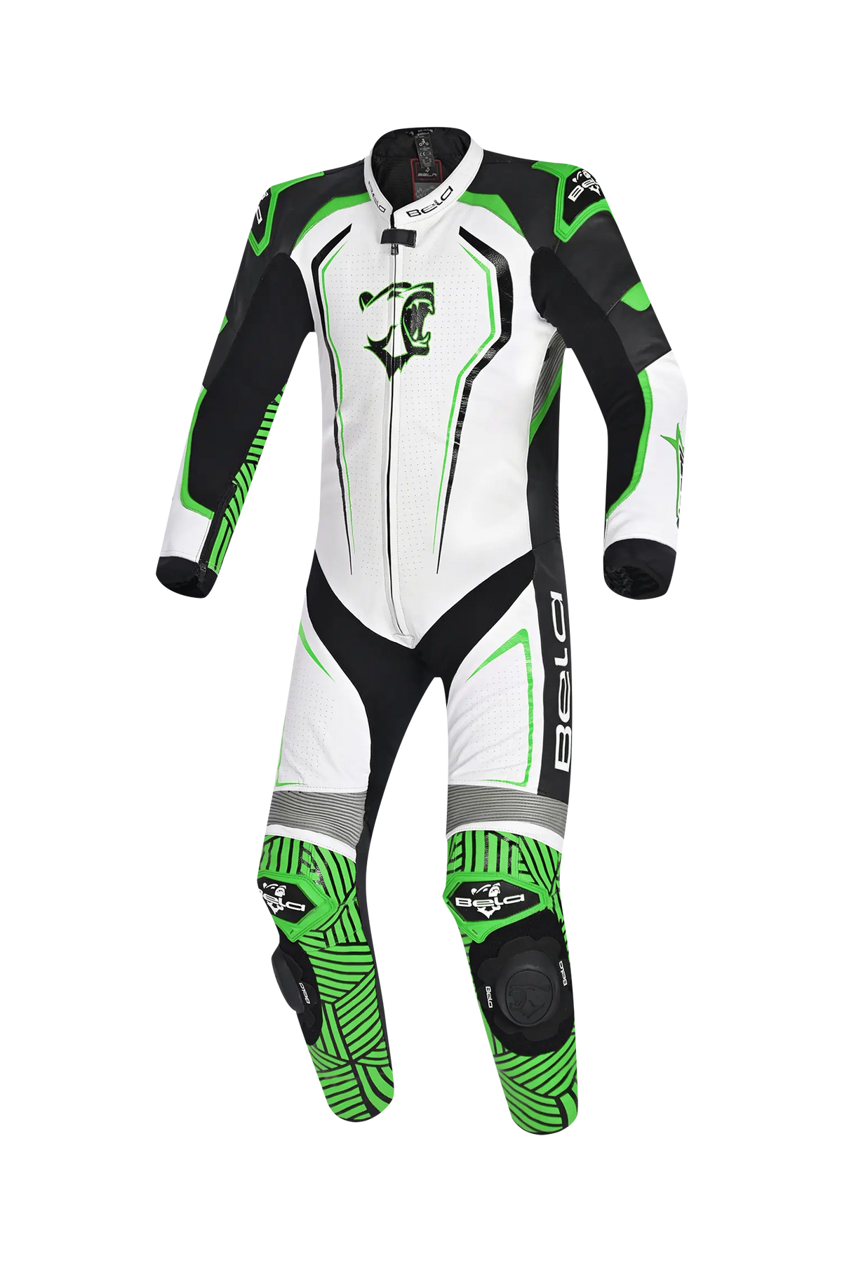 BELA NorthStar 1PC tute da corsa moto bianco Nero Verde 
