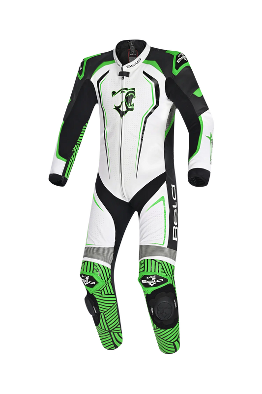 BELA NorthStar 1PC tute da corsa moto bianco Nero Verde 
