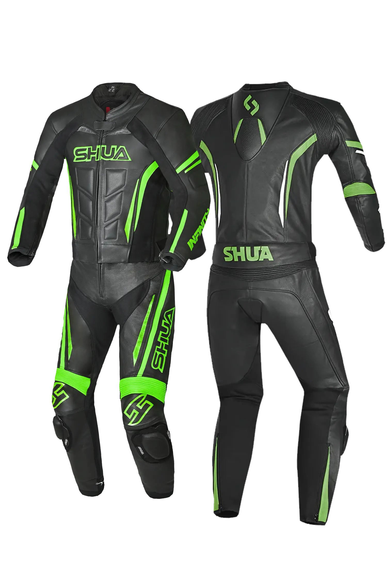 Shua Infinity Tuta Moto 2 pezzi Nero/Verde 