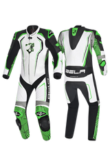 BELA NorthStar 1PC tute da corsa moto bianco Nero Verde 