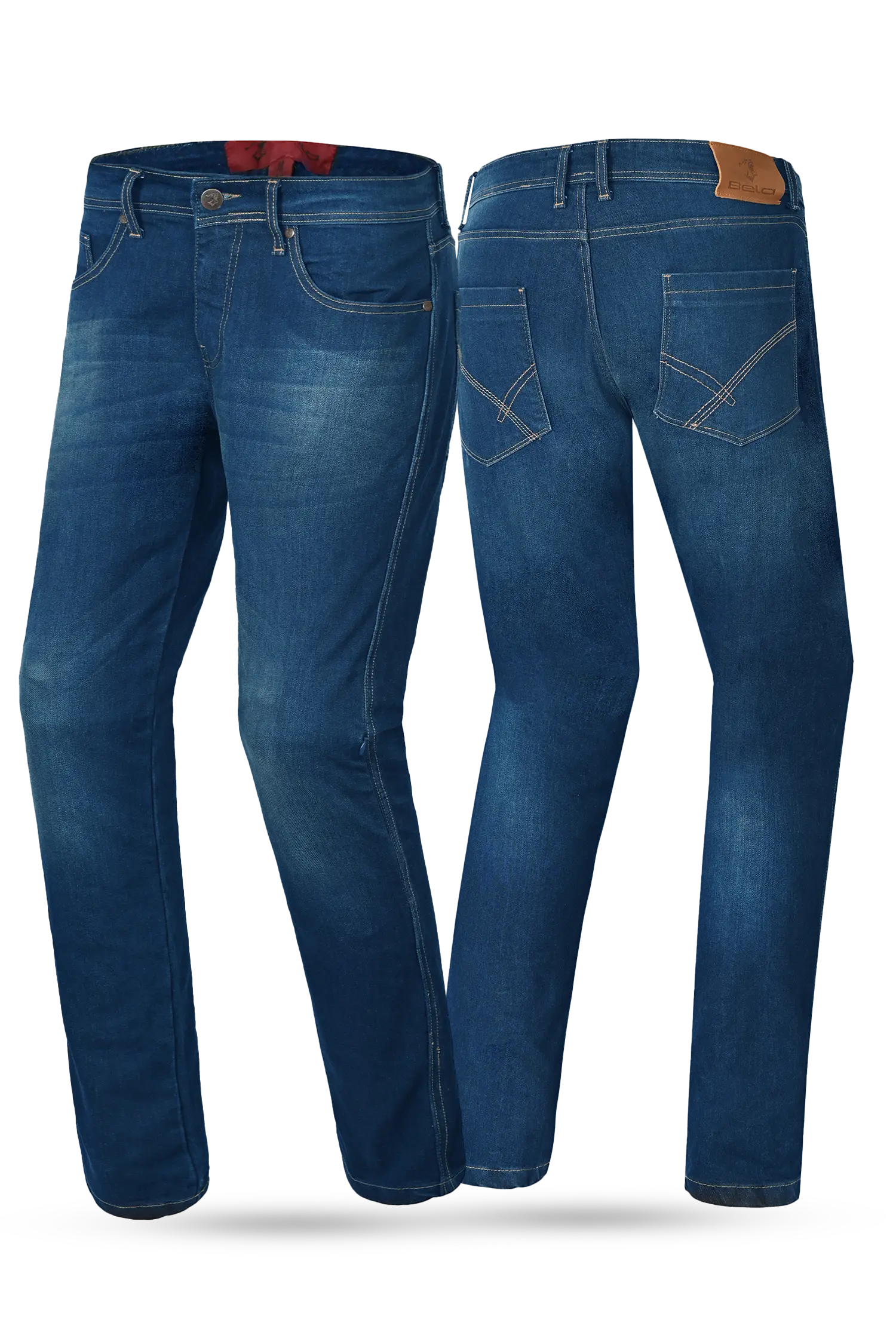 Bela Tough Rider da uomo Jeans da motociclista vintage blu 