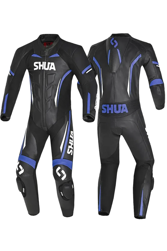 Shua Infinity Nero Blu 1PC Tute da Moto Pelle Uomo 