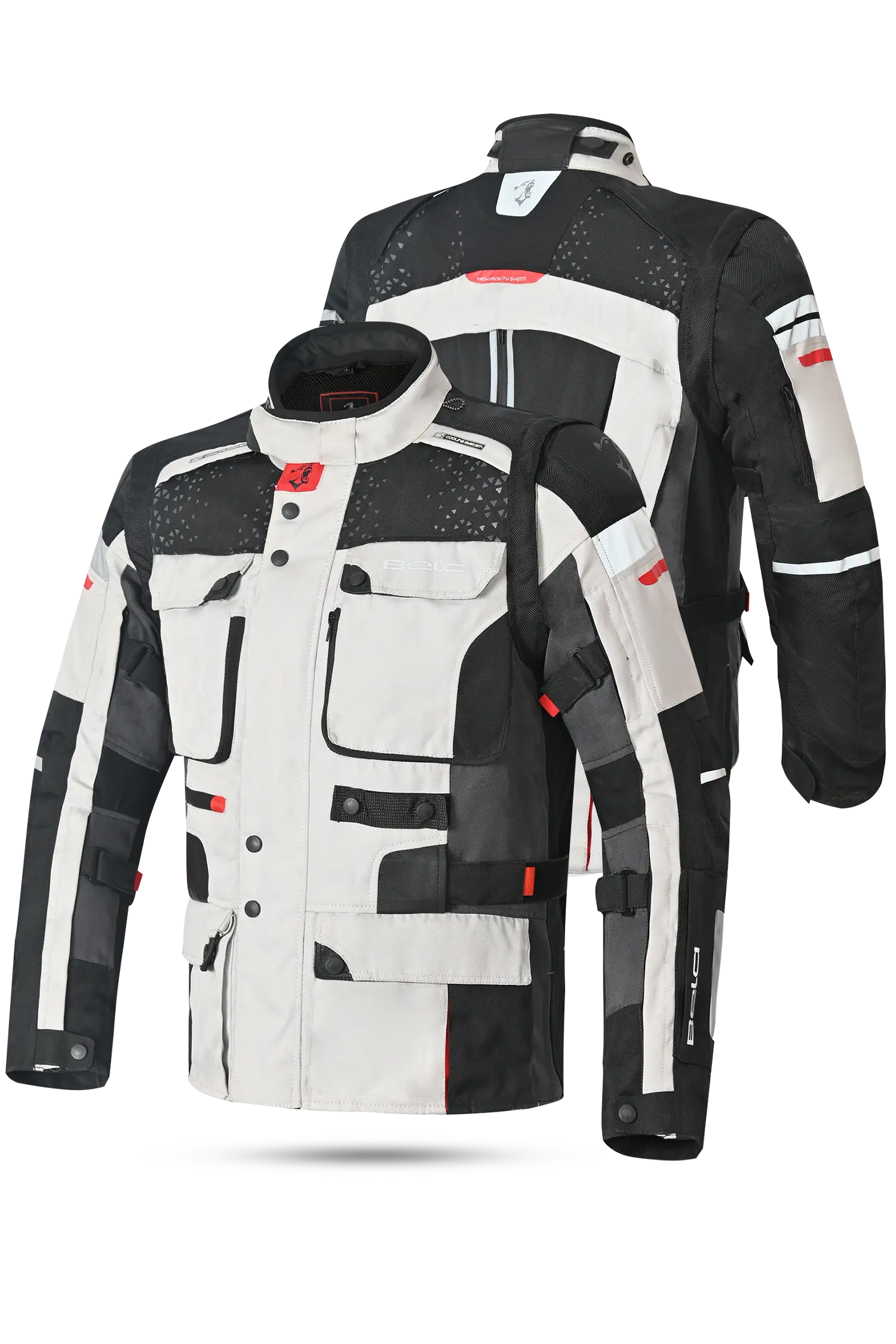 Bela Cross Road Extreme WP Giacca Tre strati moto per uomo Ice / Nero / Grigio ( Maniche removibili ) 