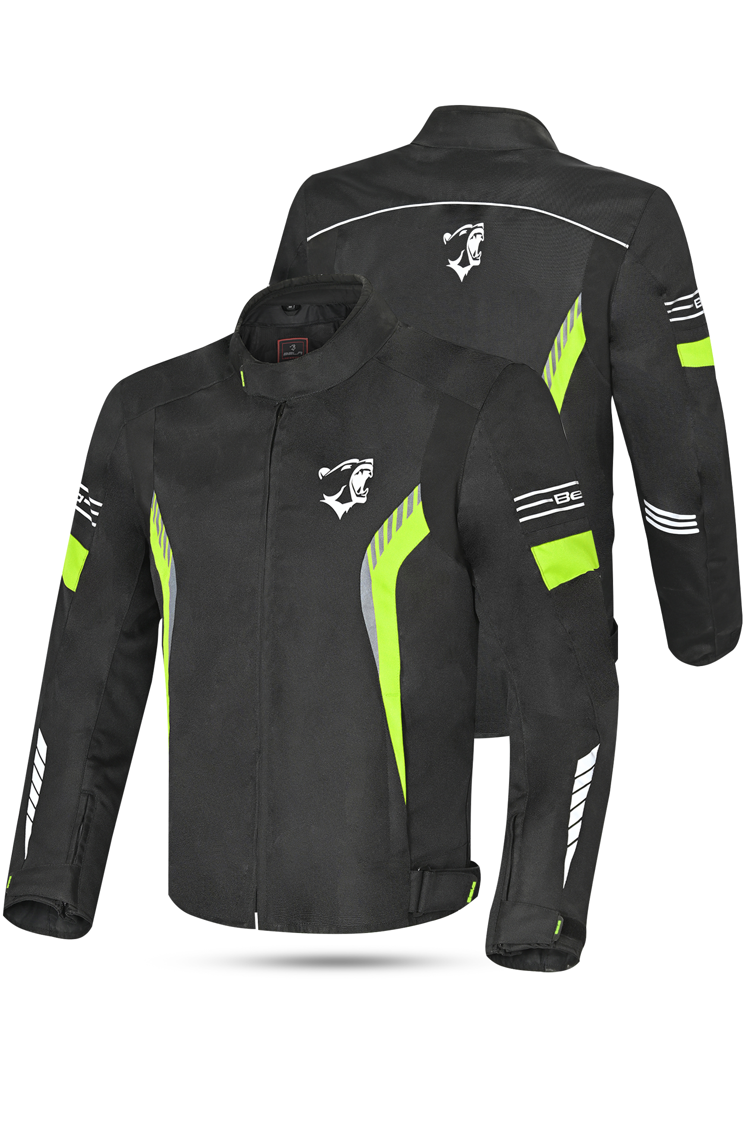 Bela Bradley Giacca da Moto Nero/ Giallo Fluor 