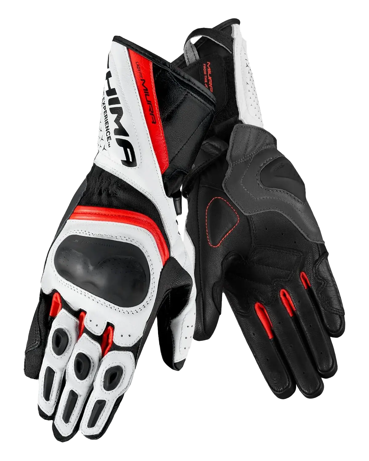 SHIMA MIURA MOTO GUANTI DONNA TRAFORATI ROSSO BIANCO NERO 