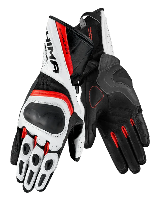 SHIMA MIURA MOTO GUANTI DONNA TRAFORATI ROSSO BIANCO NERO 