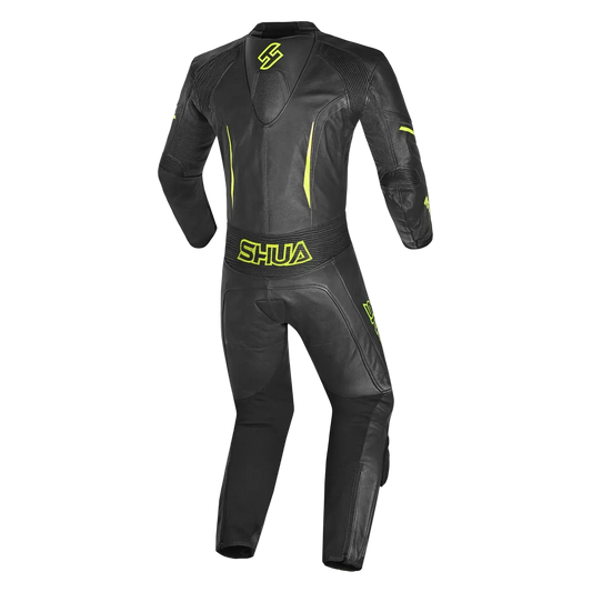 Shua Infinity Black Yellow/Flu 1PC Men's Leather Motorcycle Suits – Yamoto.it