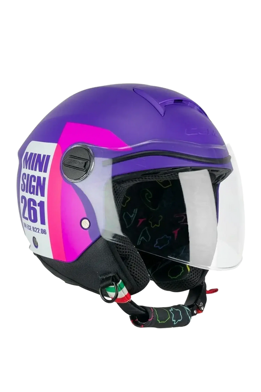 CGM - 261X MINI SIGN Aperta Caschi Jet Moto Viola Rosa 