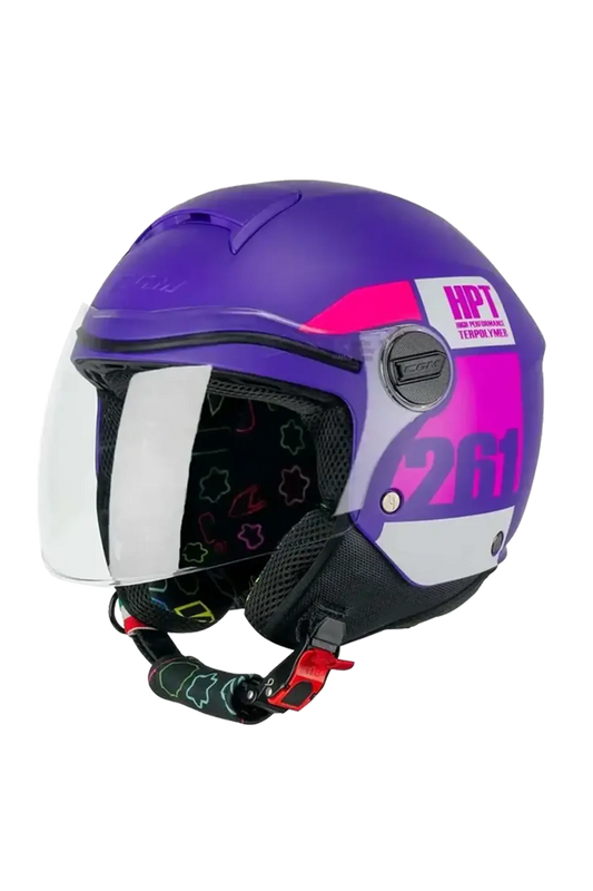 CGM - 261X MINI SIGN Aperta Caschi Jet Moto Viola Rosa 