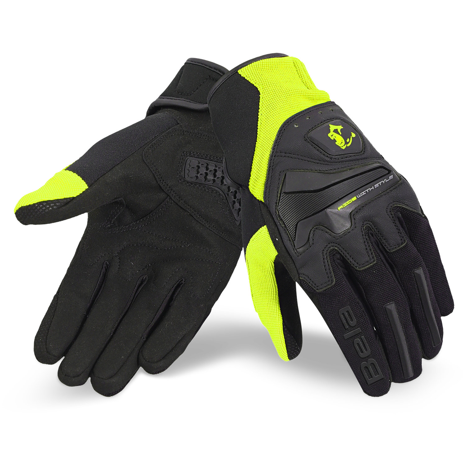 BELA STAR GUANTI DI MOTO UOMO NERO GIALLO FLUO 
