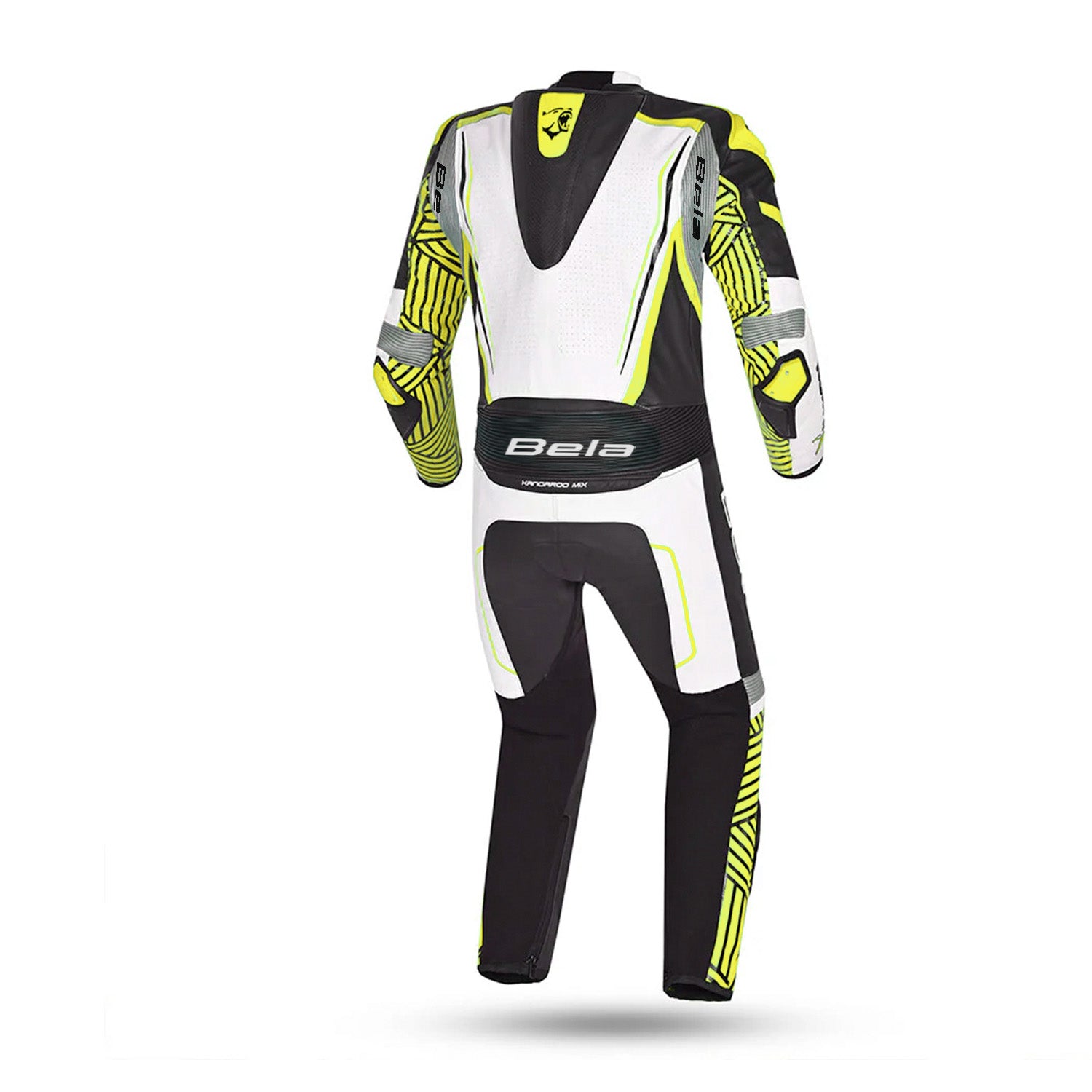 BELA NORTHSTAR 1PC TUTA UOMO CORSA MOTO NERO BIANCO GIALLO 