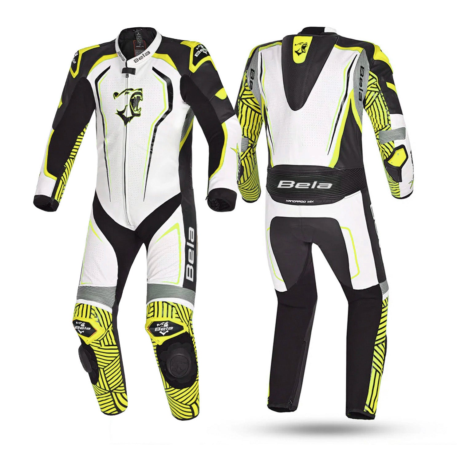 BELA NORTHSTAR 1PC TUTA UOMO CORSA MOTO NERO BIANCO GIALLO 