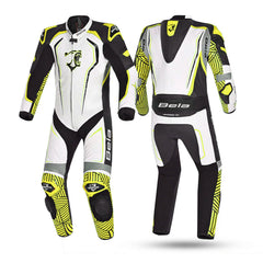 BELA NORTHSTAR 1PC TUTA UOMO CORSA MOTO NERO BIANCO GIALLO 