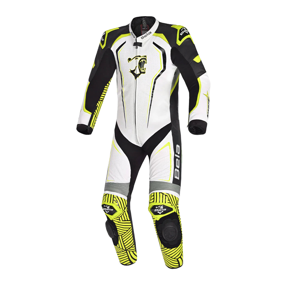 BELA NORTHSTAR 1PC TUTA UOMO CORSA MOTO NERO BIANCO GIALLO 