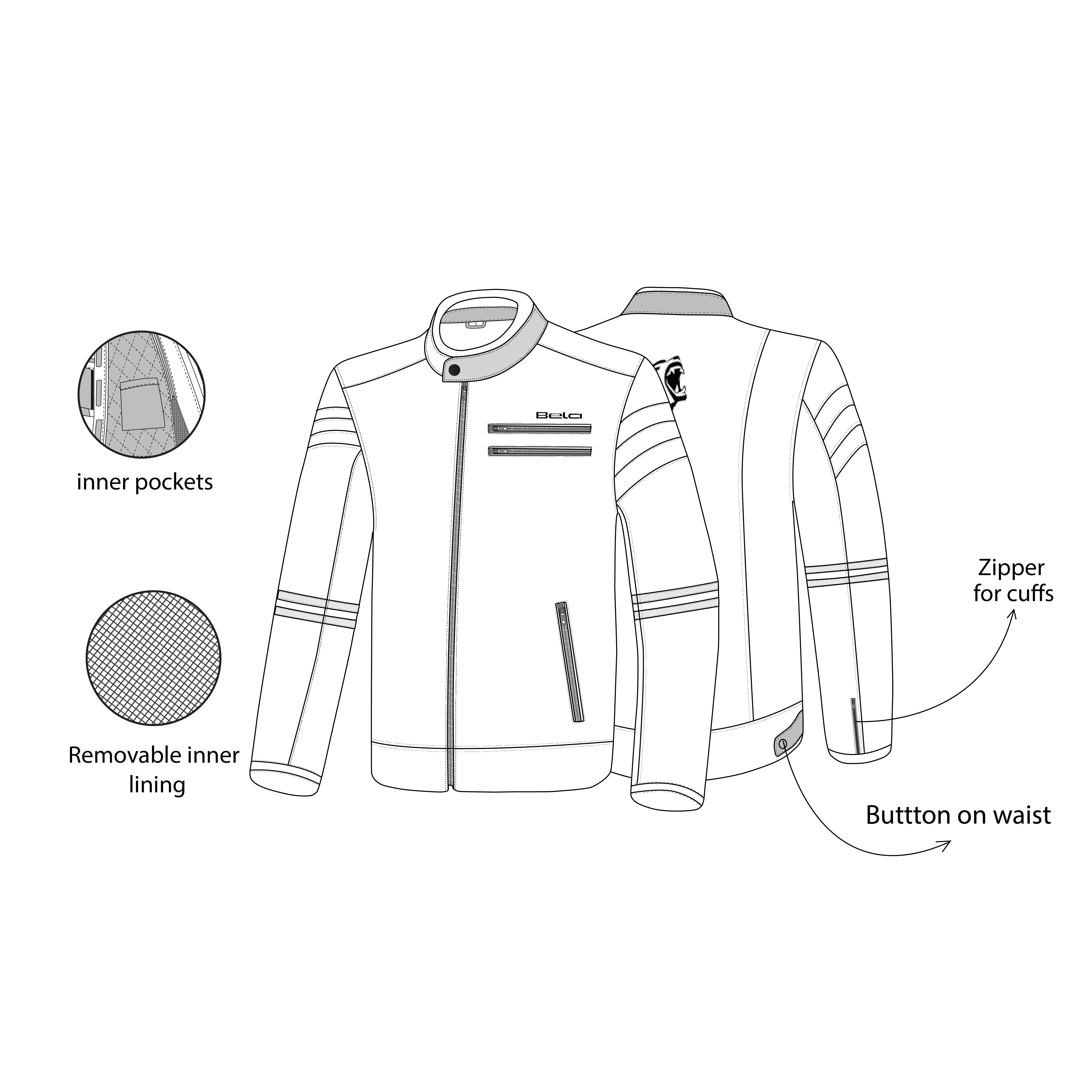 BELA - Royal Rider Vintage Giacca in Nero grigio vintage description 4