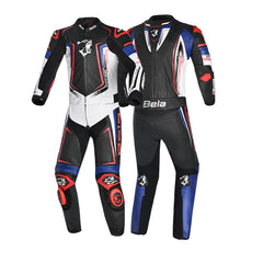 BELA - Tuta moto 2 pezzi Beast Nero Bianco Blu Rosso 
