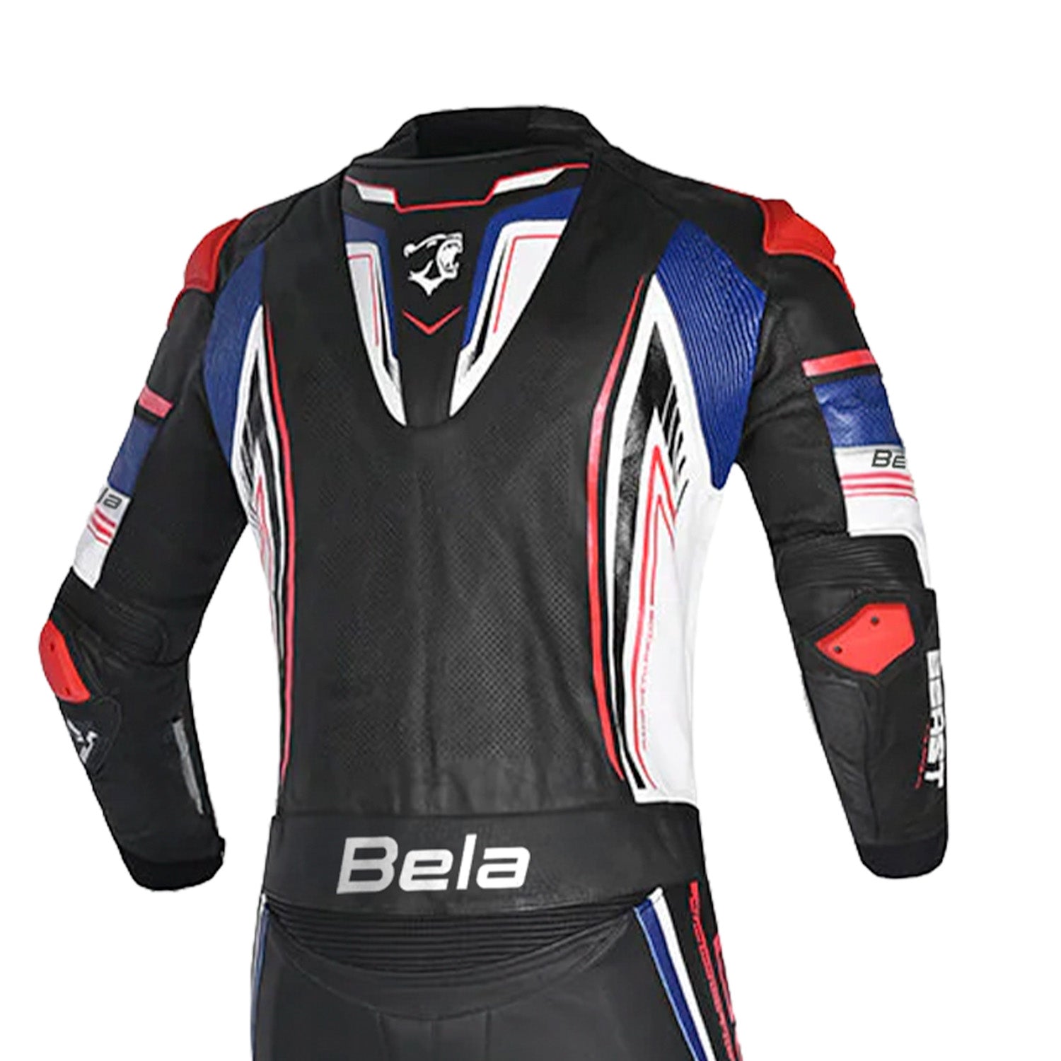 BELA - Tuta moto 2 pezzi Beast Nero Bianco Blu Rosso 