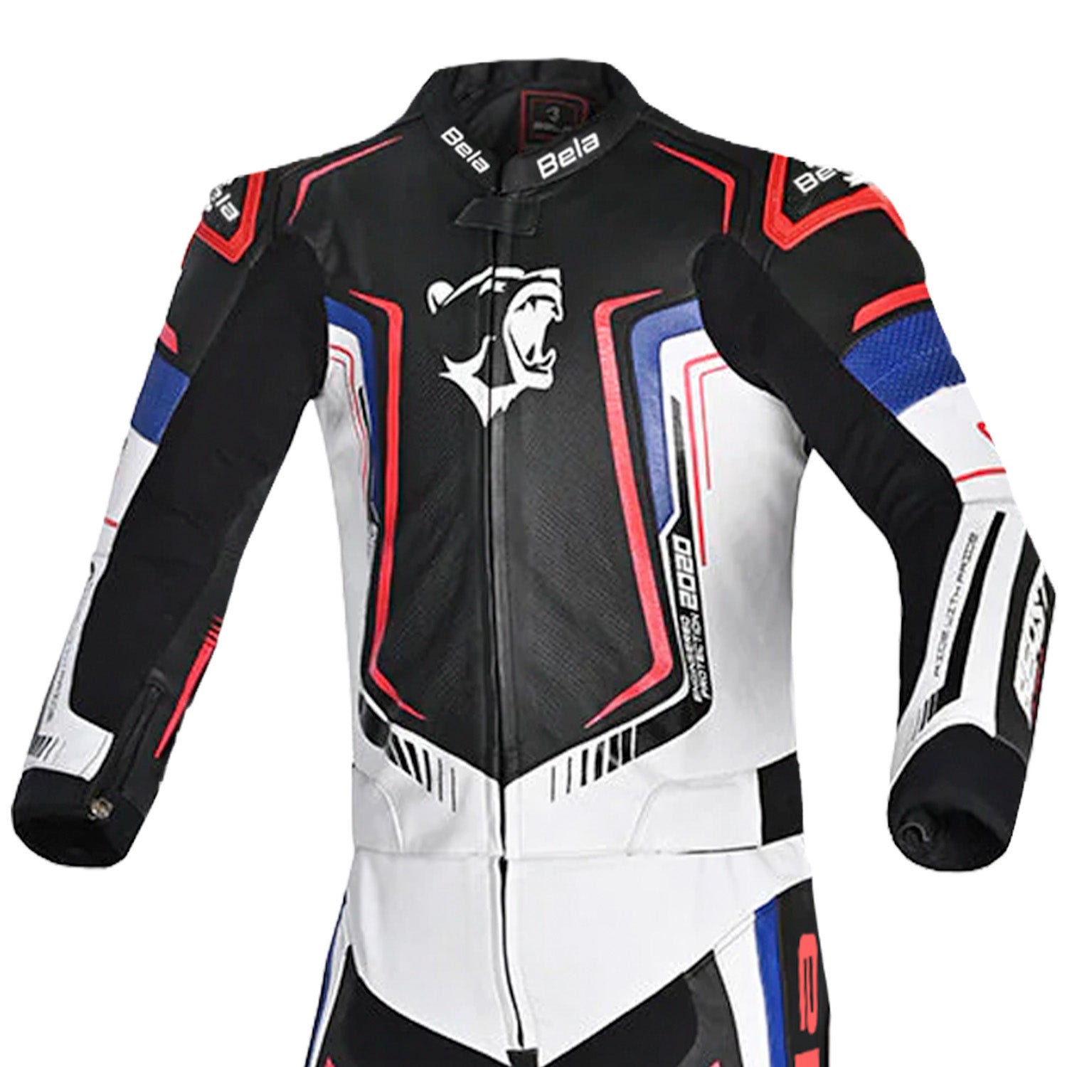 BELA - Tuta moto 2 pezzi Beast Nero Bianco Blu Rosso 