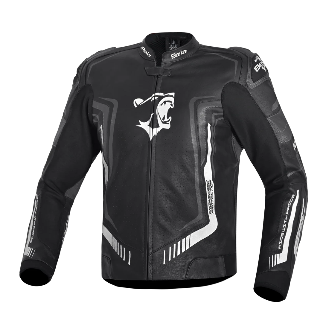 BELA BEAST GIACCA UOMO IN PELLE ANTHIRA NERO BIANCO 
