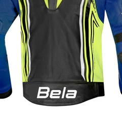 BELA BEAST GIACCA UOMO IN PELLE NERO BIANCO GIALLO BLU 