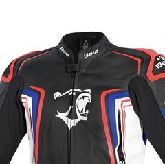 BELA BEAST GIACCA UOMO IN PELLE NERO BIANCO BLU ROSSO 