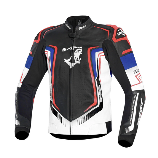 BELA BEAST GIACCA UOMO IN PELLE NERO BIANCO BLU ROSSO – Yamoto.it