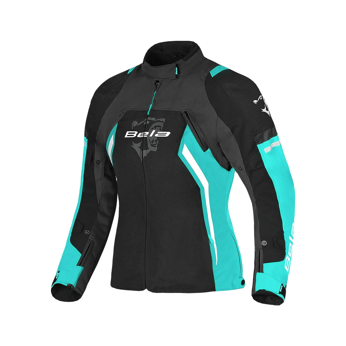 BELA ELANUR GIACCA DI MOTO DONNA NERO TURCHESE 