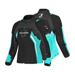 BELA ELANUR GIACCA DI MOTO DONNA NERO TURCHESE 