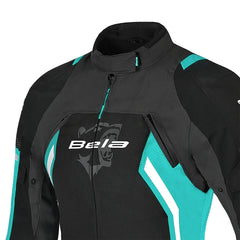 BELA ELANUR GIACCA DI MOTO DONNA NERO TURCHESE 