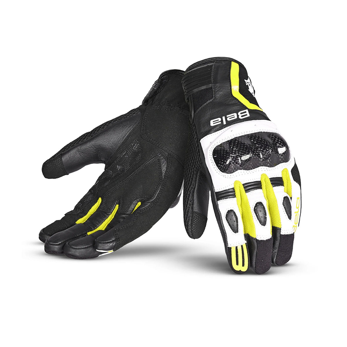 BELA GUANTI PIEL AIR FLOW DONNA NERO/BLANCO/AMARILLO 