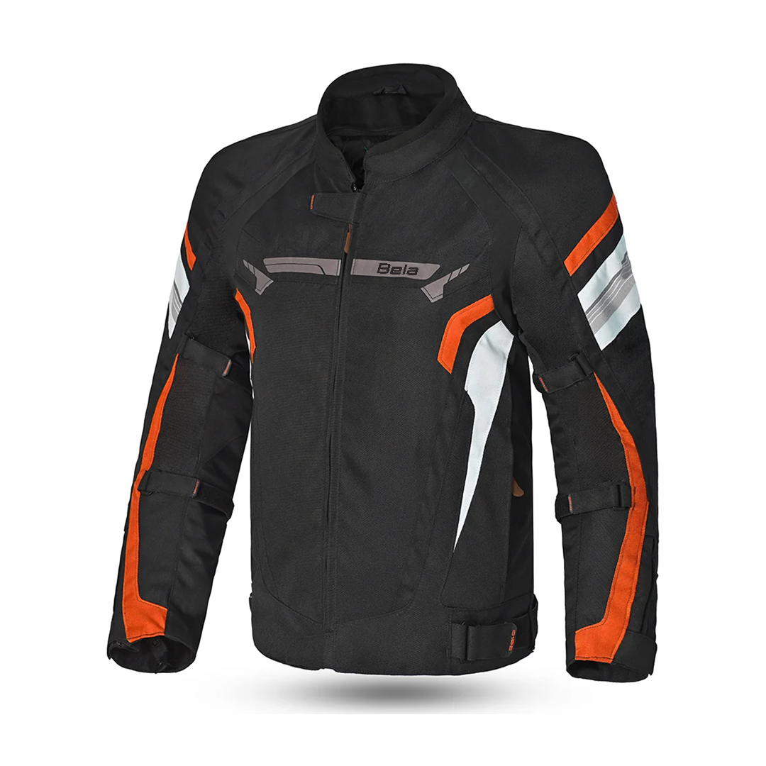 BELA HIGHLAND GIACCA UOMO MOTO NERO BIANCO ARANCIONE 