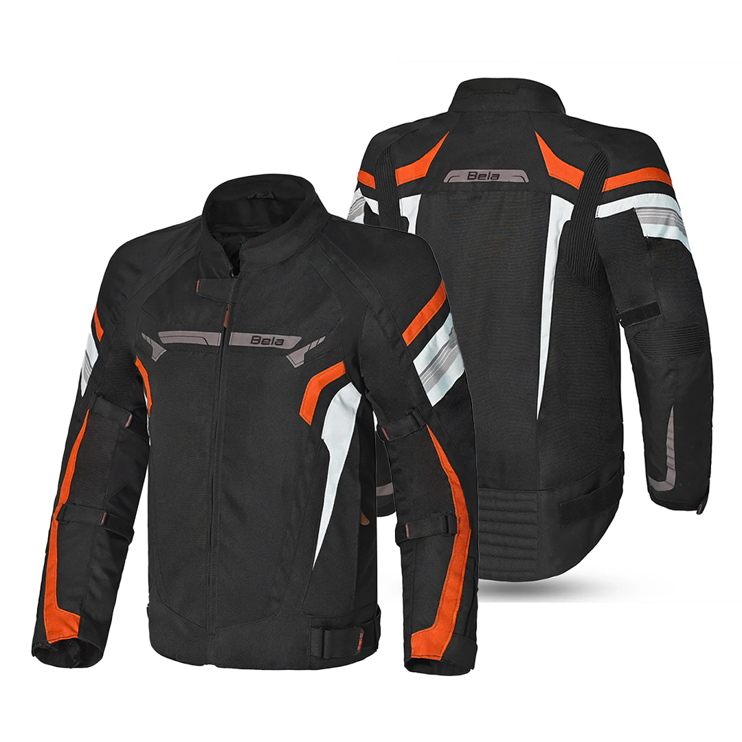 BELA HIGHLAND GIACCA UOMO MOTO NERO BIANCO ARANCIONE 