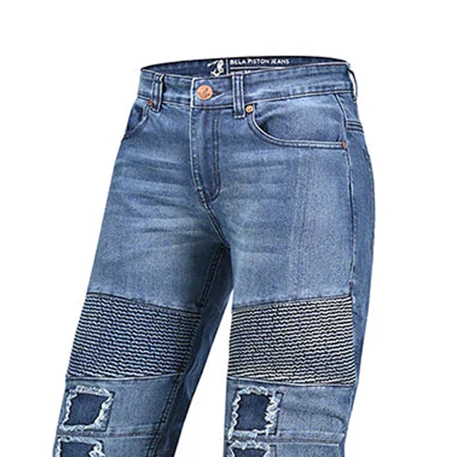 BELA PISTON PANTALONI UOMO JEANS SCURO 32L BLU SPRAY 