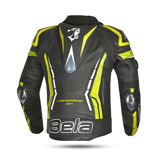 BELA ROCKET GIACCA UOMO MOTO CORSA (PELLE CANGURO MIX) NERO GIALLO – Yamoto.it