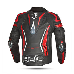 BELA ROCKET GIACCA UOMO MOTO IN PELLE NERA E ROSSA 
