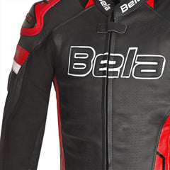 BELA ROCKET GIACCA UOMO MOTO IN PELLE NERA E ROSSA 
