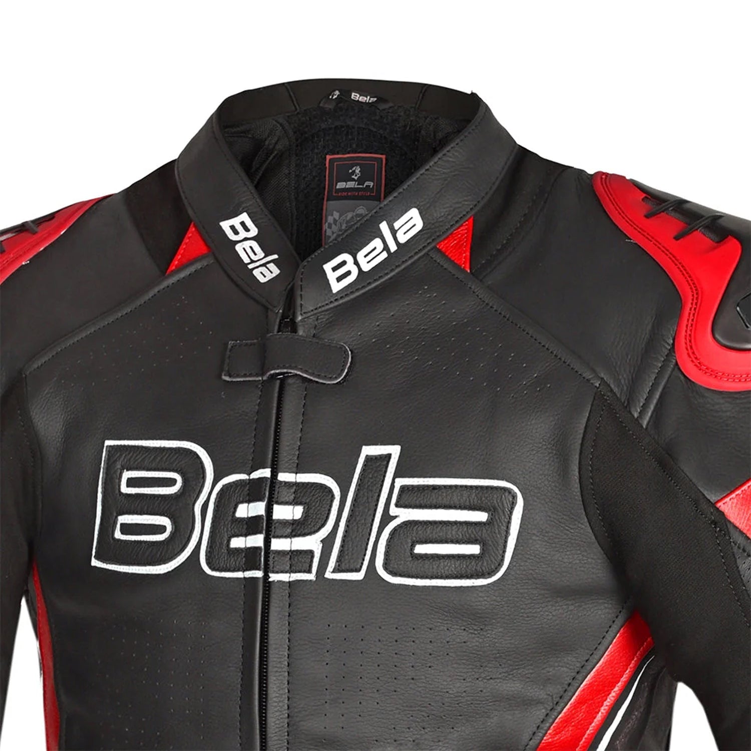BELA ROCKET GIACCA UOMO MOTO IN PELLE NERA E ROSSA 