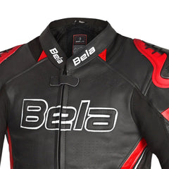 BELA ROCKET GIACCA UOMO MOTO IN PELLE NERA E ROSSA 