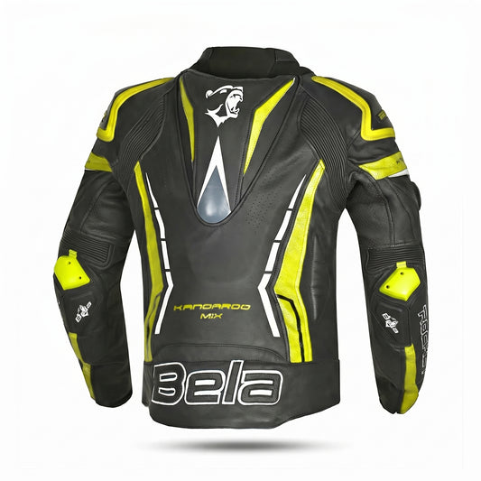 BELA ROCKET GIACCA UOMO MOTO CORSA (PELLE CANGURO MIX) NERO GIALLO – Yamoto.it