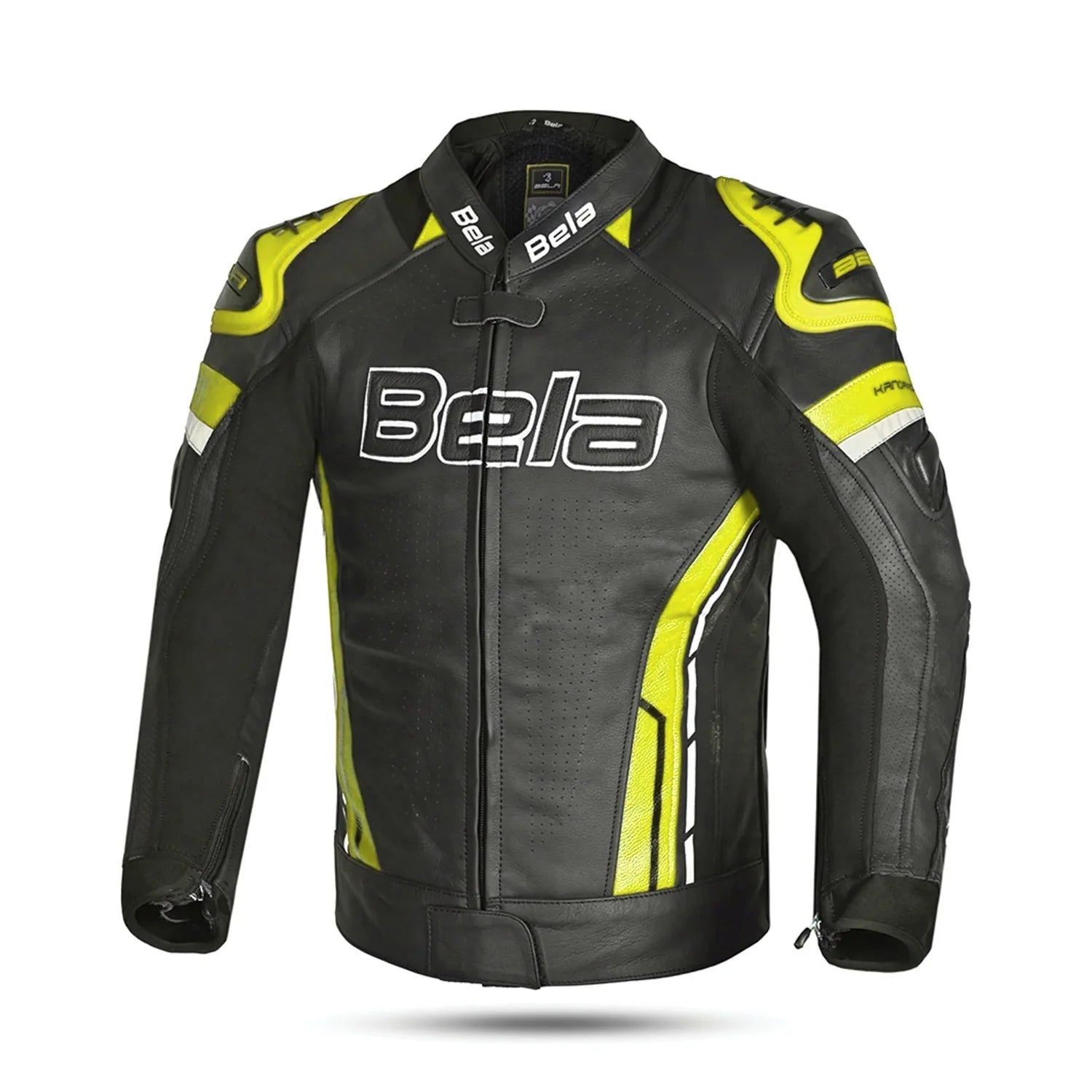 BELA ROCKET GIACCA UOMO MOTO CORSA (PELLE CANGURO MIX) NERO GIALLO 
