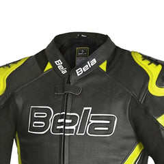 BELA ROCKET GIACCA UOMO MOTO CORSA (PELLE CANGURO MIX) NERO GIALLO 
