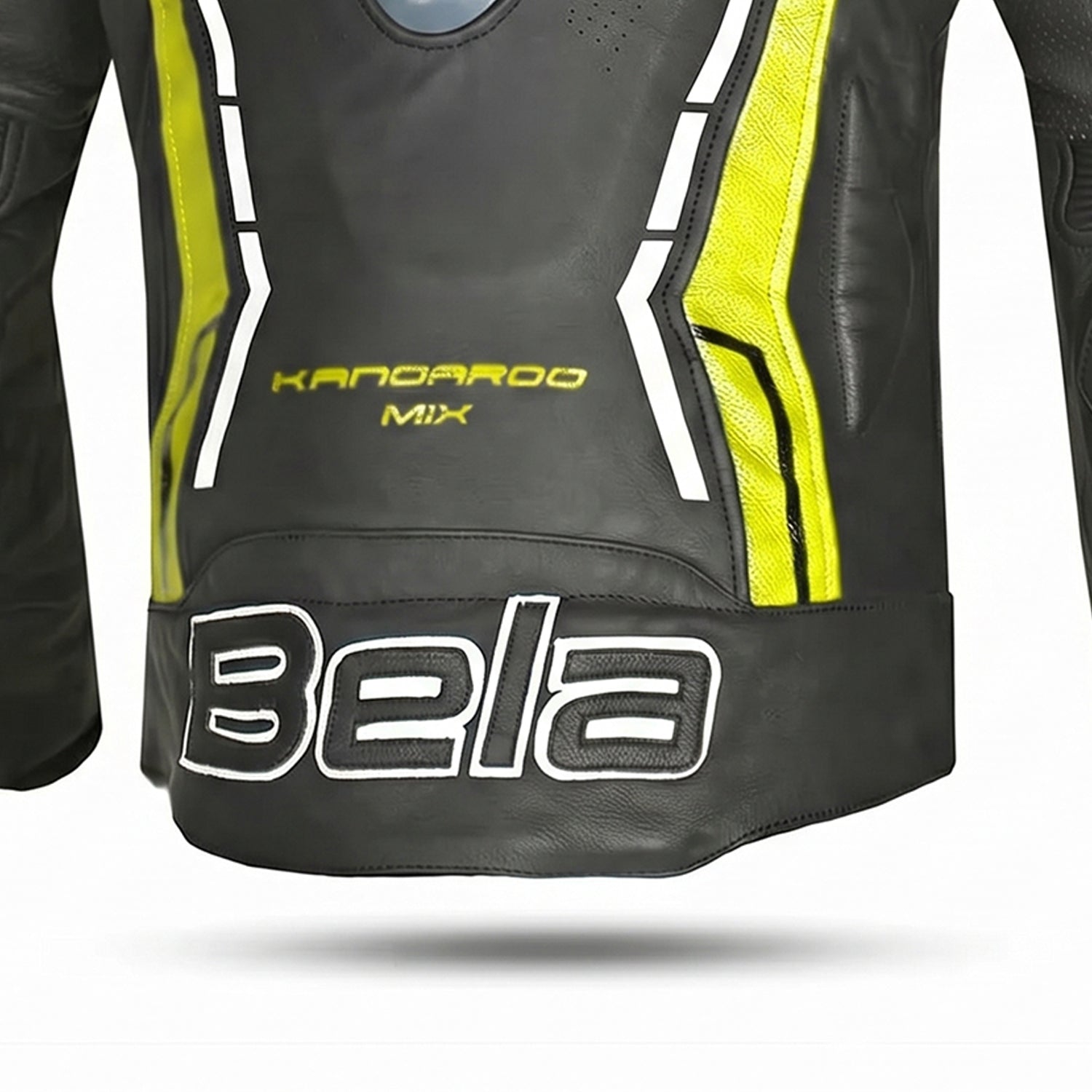 BELA ROCKET GIACCA UOMO MOTO CORSA (PELLE CANGURO MIX) NERO GIALLO 