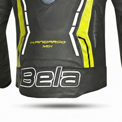 BELA ROCKET GIACCA UOMO MOTO CORSA (PELLE CANGURO MIX) NERO GIALLO 
