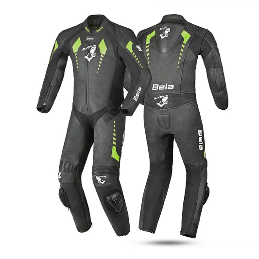 Traje de moto de cuero para niños Bela Rollover, color negro y amarillo, 1 pieza – Yamoto.it