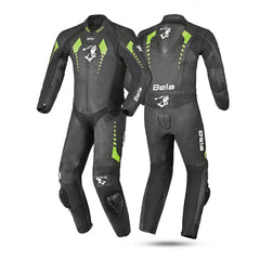 BELA ROLLOVER 1PC TUTA MOTO PELLE BAMBINI NERO GIALLO 