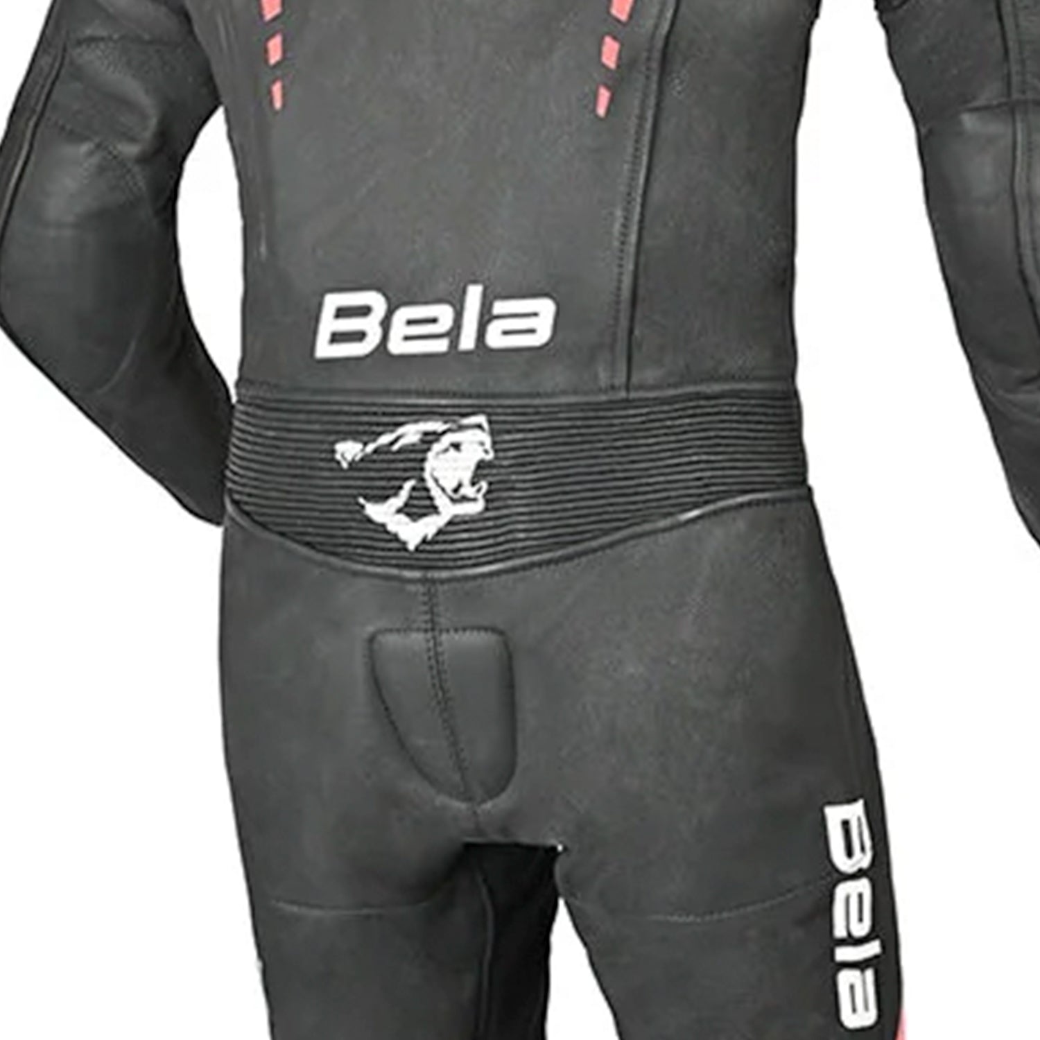 BELA ROLLOVER 1PC TUTA MOTO PELLE BAMBINI NERO ROSSO 