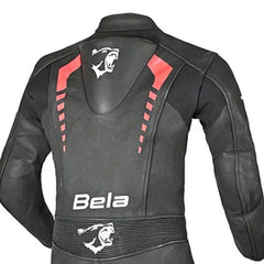 BELA ROLLOVER 1PC TUTA MOTO PELLE BAMBINI NERO ROSSO 