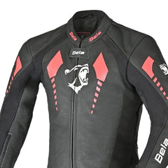 BELA ROLLOVER 1PC TUTA MOTO PELLE BAMBINI NERO ROSSO 